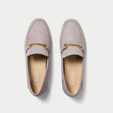pair of grey loafers for bunions top view