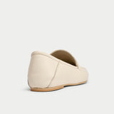 back view of neutral leather loafers for bunions