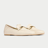 pair of neutral leather loafers for bunions