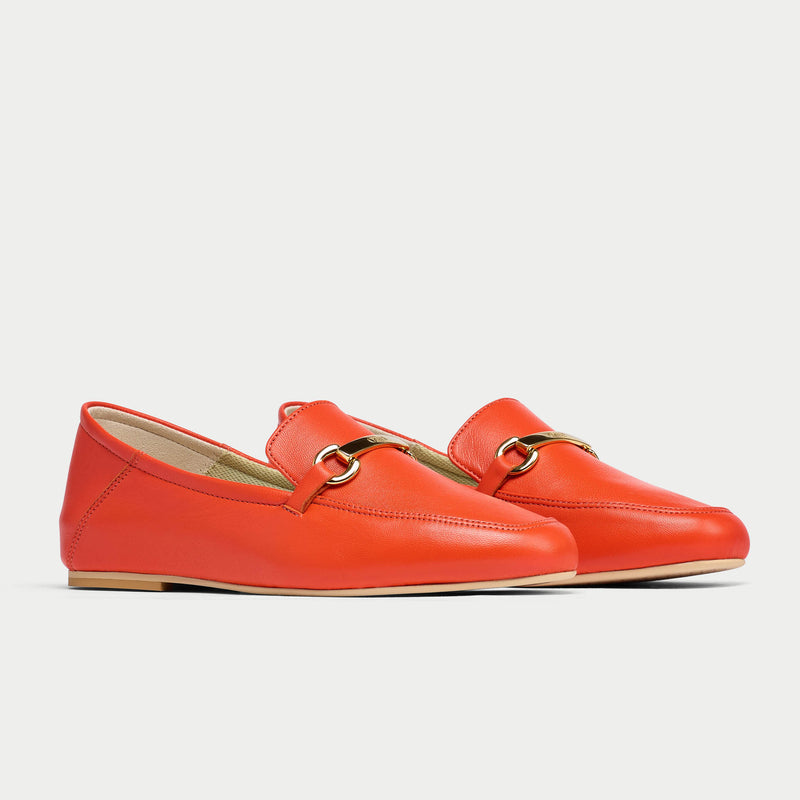 pair of loafers for bunions in ocre