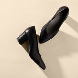 sara black croc block heels for bunions