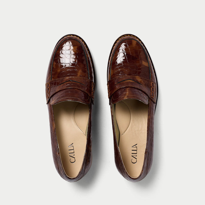 brown croc loafers for bunions top view