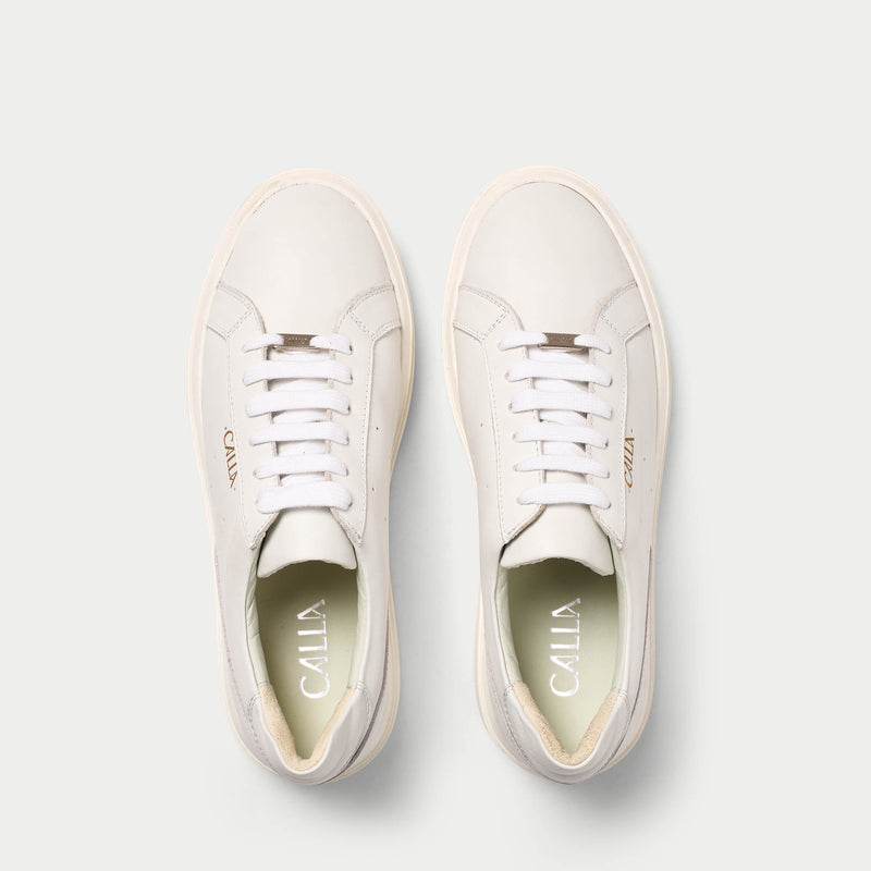 comet white leather trainer for bunions top view