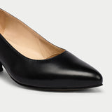 esme black leather block heel wide feet