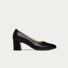 esme black leather block heel wide feet elegant