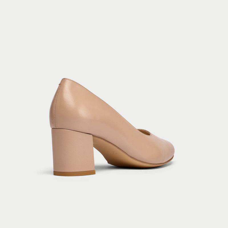 Calla Shoes Esme Nude leather block heel
