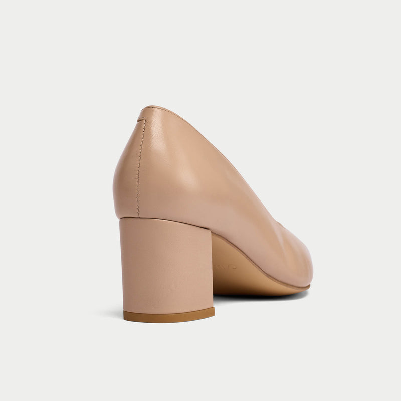 Nude pointed toe block heels sale