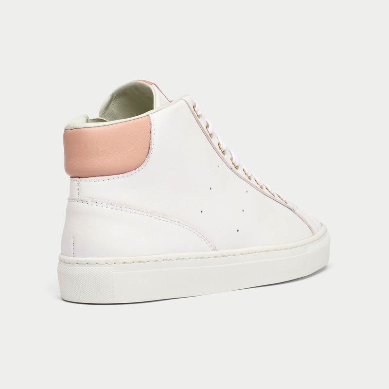 flare white and pink leather trainer sneaker