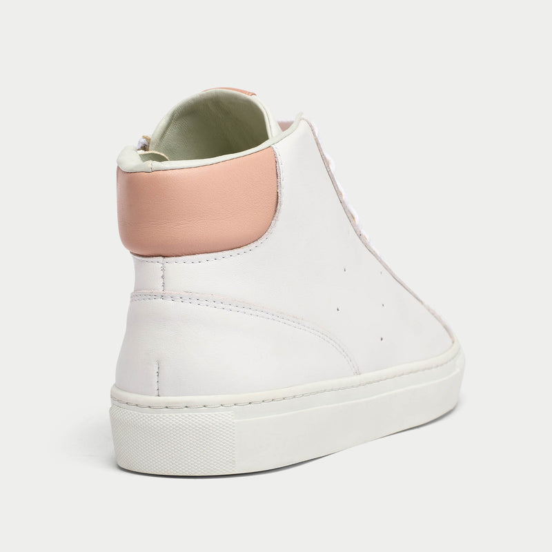 flare white and pink leather trainer sneaker