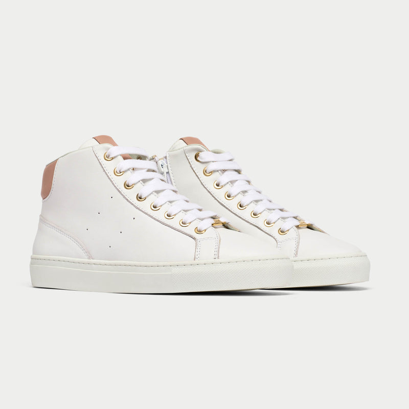 flare white and pink leather trainer sneaker wide feet