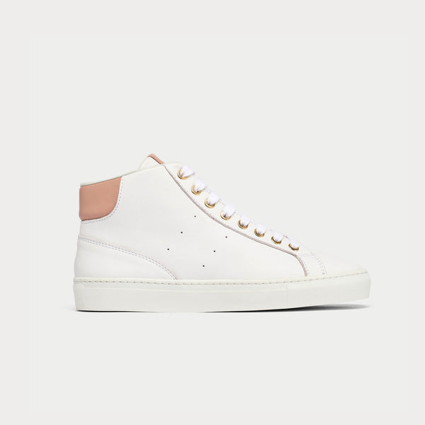 flare white and pink leather trainer sneaker for bunions