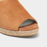 tan suede wedges close up 