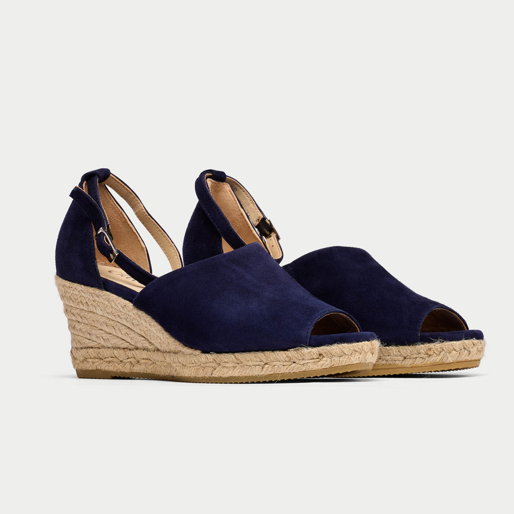 Navy blue suede wedges 2025
