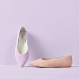 lilac suede pointed toe ballet flats
