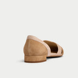 tan and nude suede comfortable flat shoe for bunions 