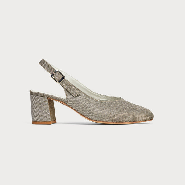 sparkle leather slingback heel shoe side