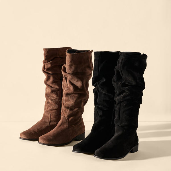black suede knee high boots for bunions