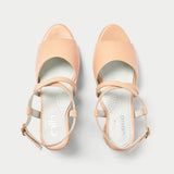 neutral leather sandals top view