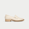 side view of latte leather loafers for bunions