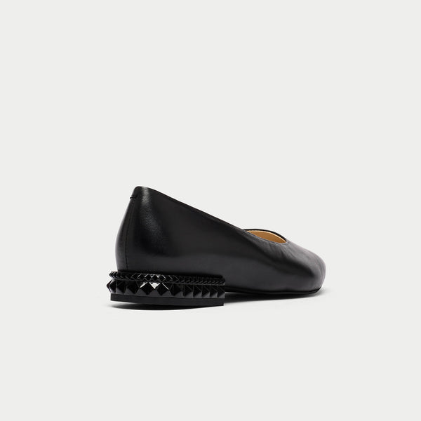 black leather flats for bunions back view