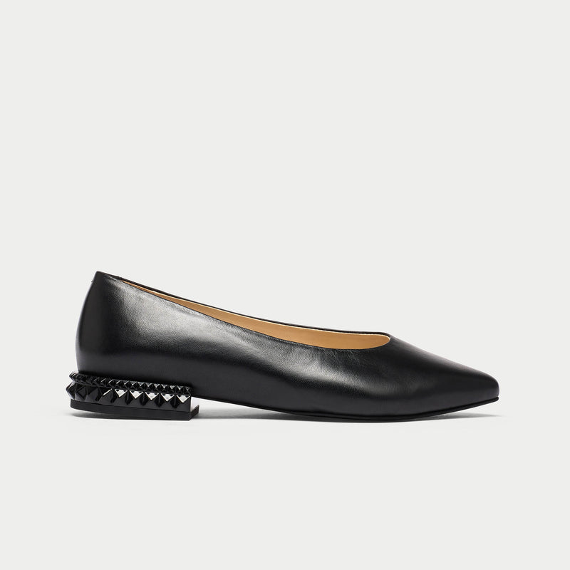 pippa black leather flats for bunions side view