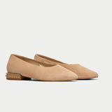 pippa taupe nude suede flat with stud detailing for bunions wide feet