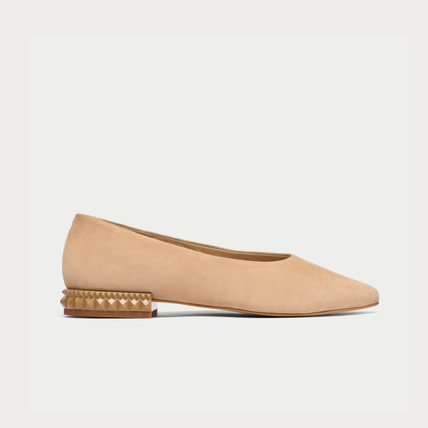 pippa taupe nude suede flat with stud detailing for bunions wide feet