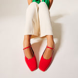poppy red leather mary janes
