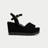black suede wedges for bunions side view