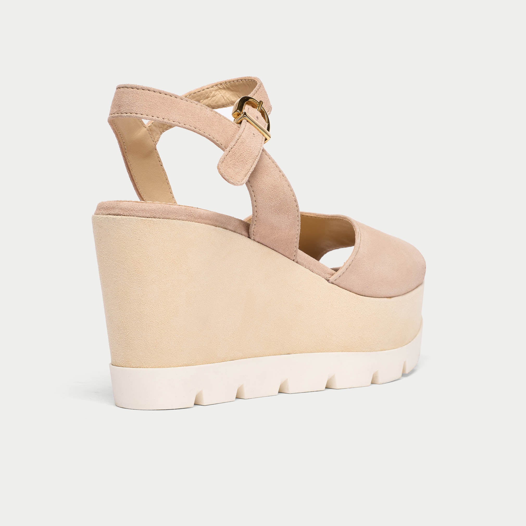 Calla Shoes Rosa Neutral Suede wedge sandal