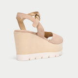rosa neutral suede platform wedge sandals for bunions and wide feet