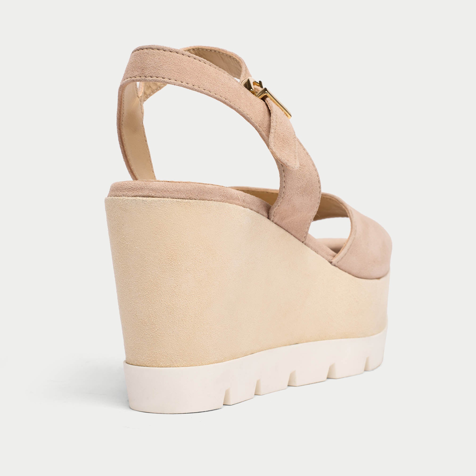 rosa neutral suede platform wedge sandals for bunions and wide feet