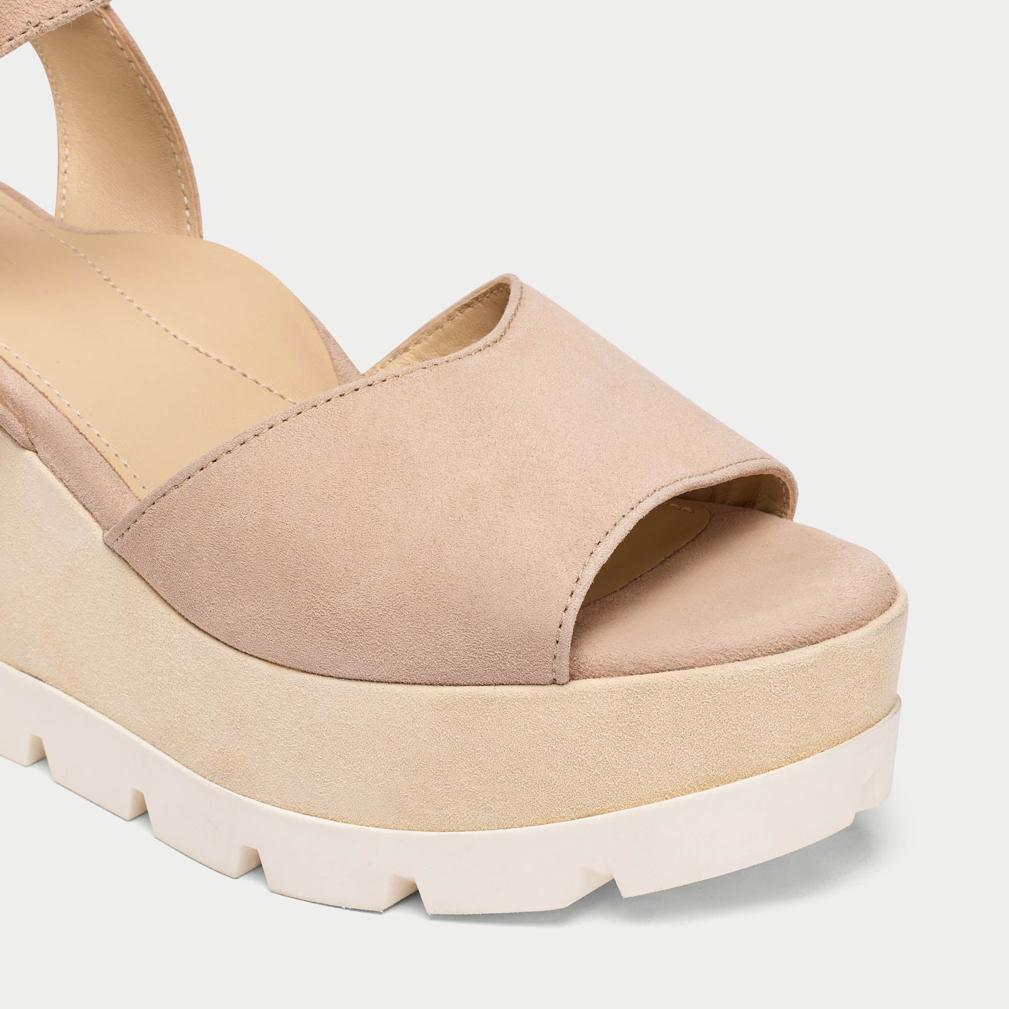 rosa neutral suede platform wedge sandals for bunions and wide feet