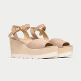 rosa neutral suede platform wedge sandals for bunions and wide feet