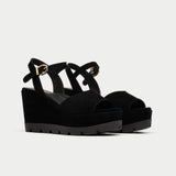black suede wedges for bunions pair
