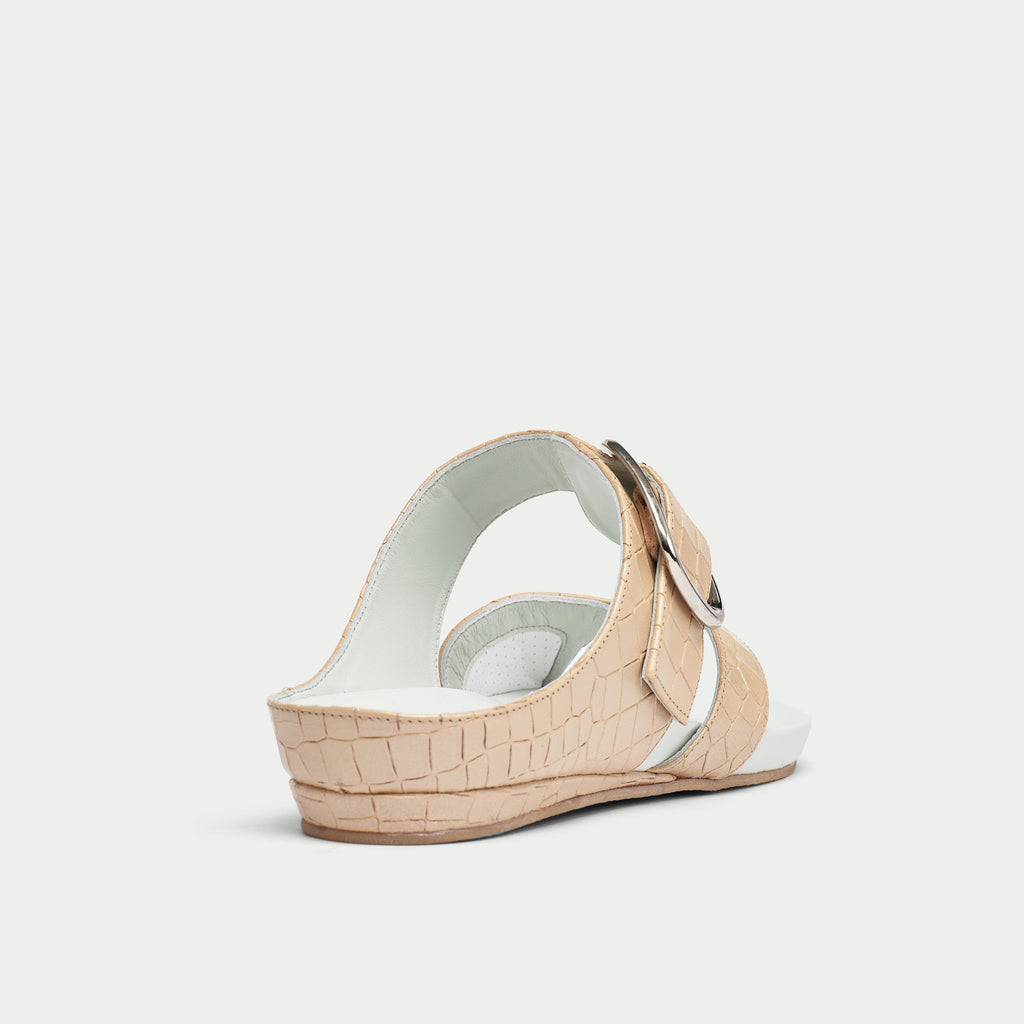 Calla | Ruby | Croc leather flat sandal