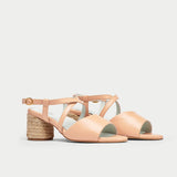neutral leather heeled sandals