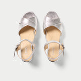 silver leather heels for bunions top view