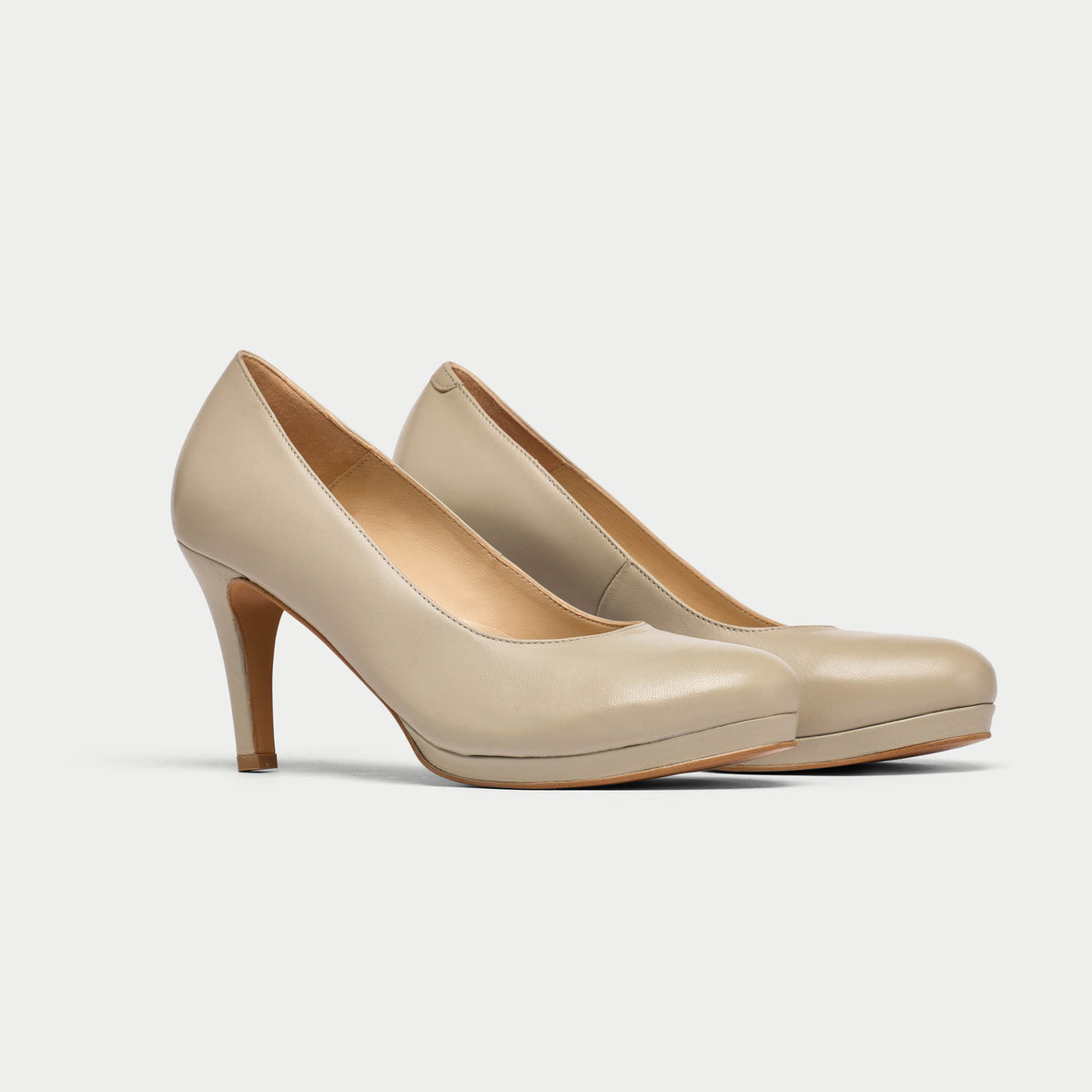 Sophia - Neutral Leather Pumps (image 2)