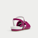 indigo leather sandals back view